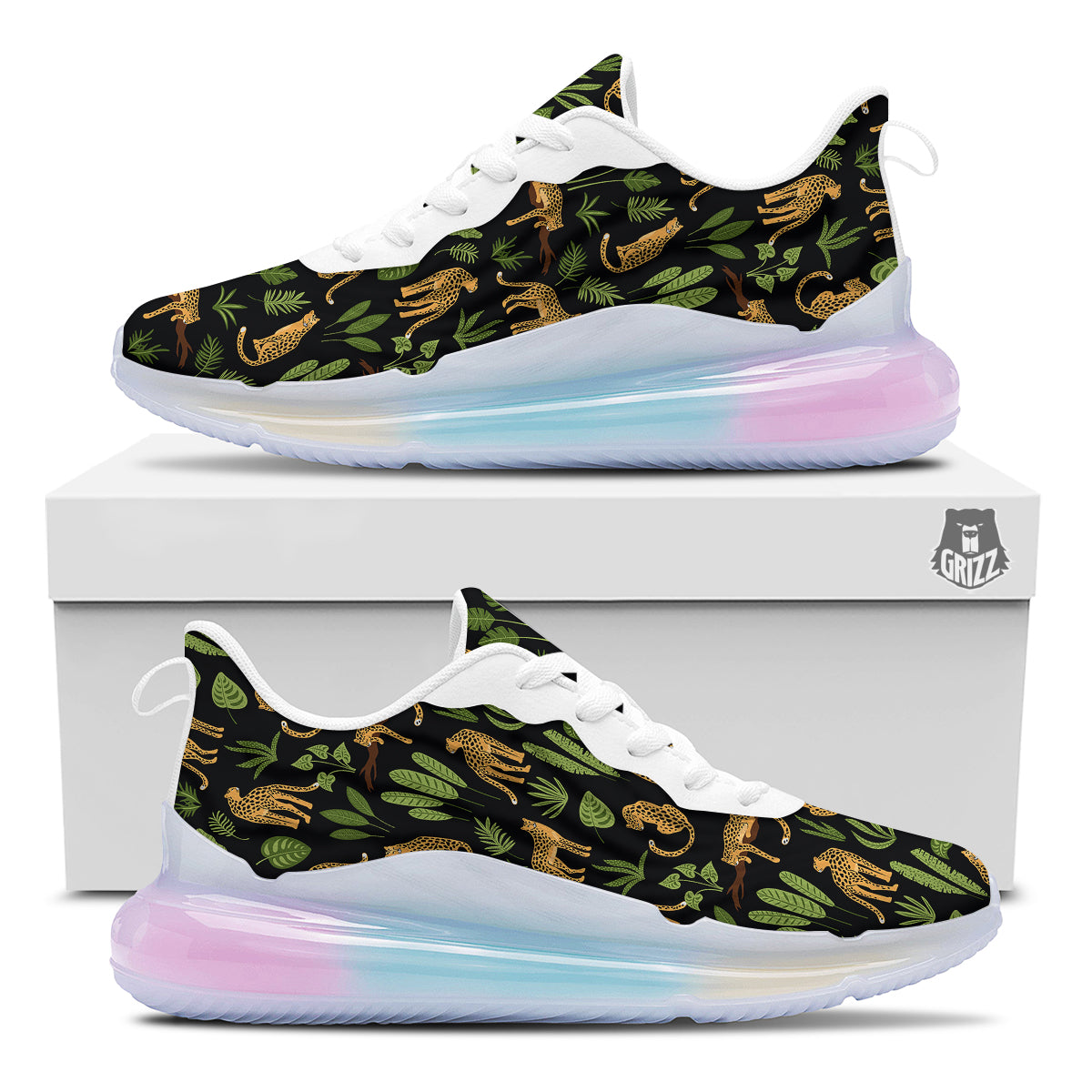 Jaguar Tropical Print Pattern Running Sneakers-grizzshop