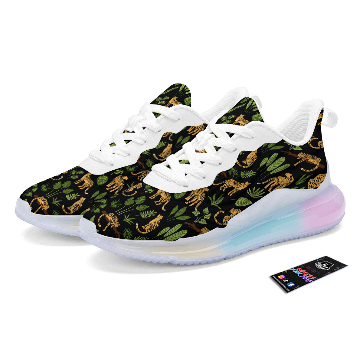 Jaguar Tropical Print Pattern Running Sneakers-grizzshop