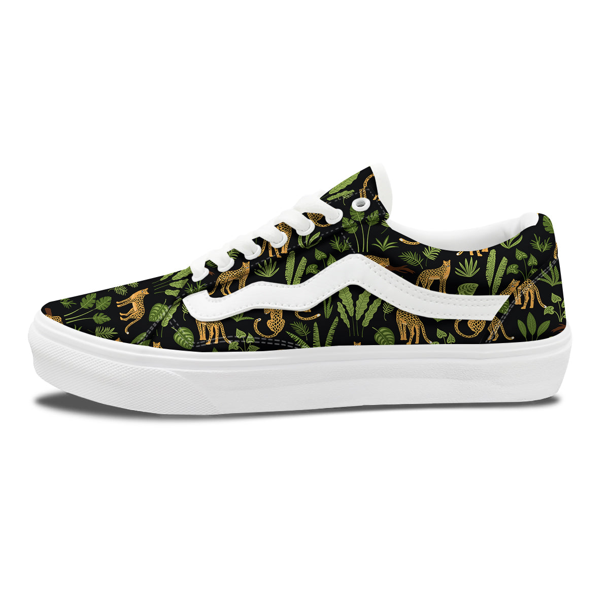 Jaguar Tropical Print Pattern Skate Shoes-grizzshop