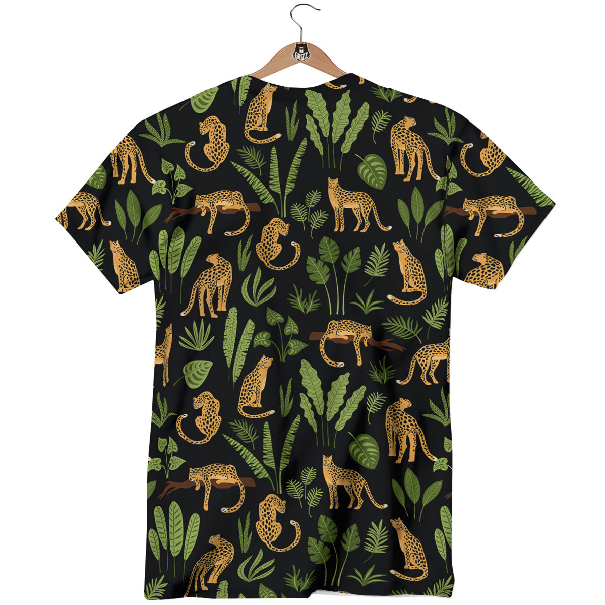 Jaguar Tropical Print Pattern T-Shirt-grizzshop
