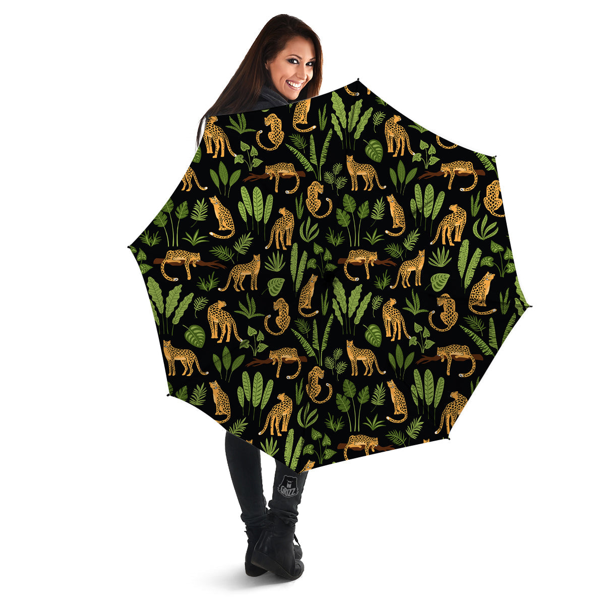 Jaguar Tropical Print Pattern Umbrella-grizzshop