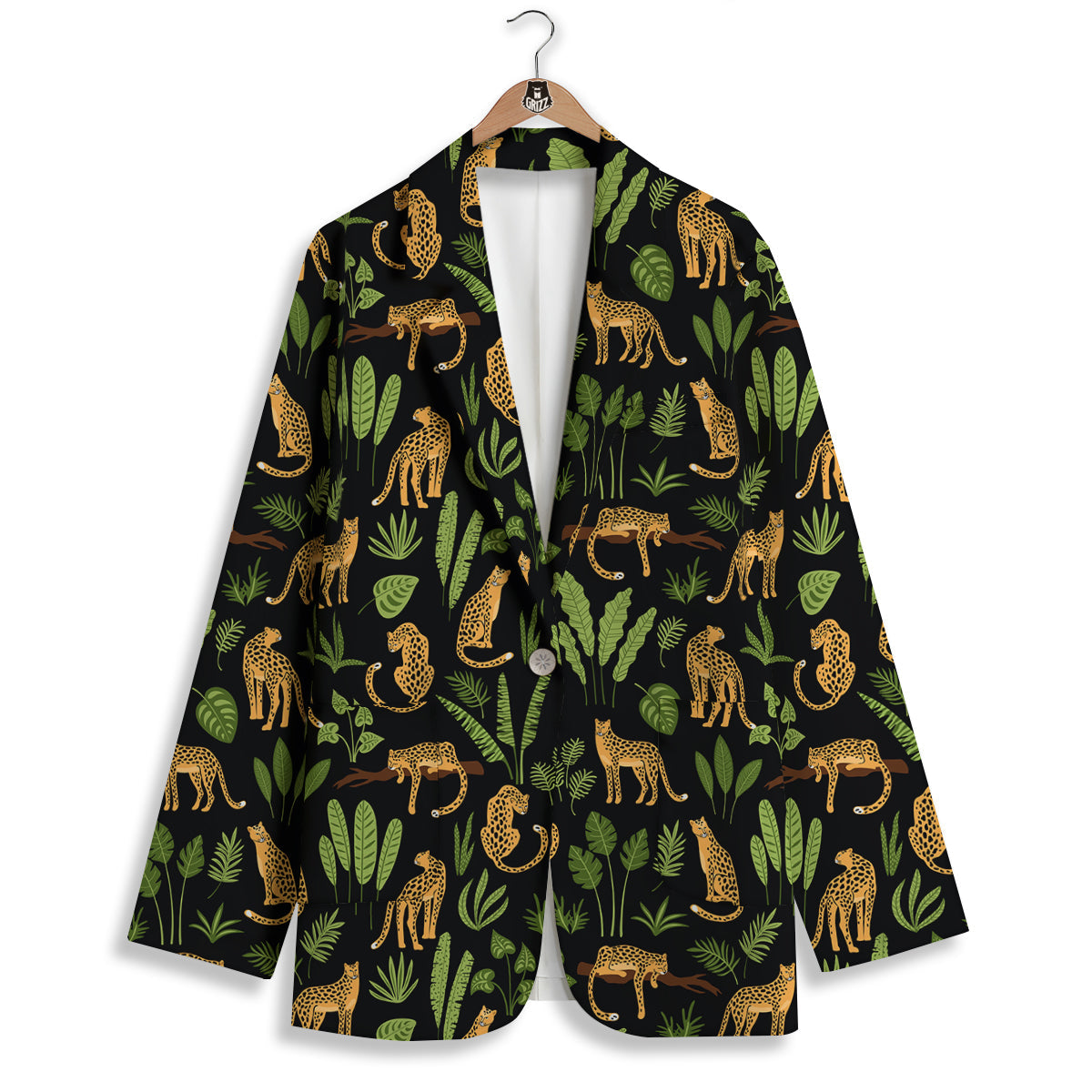 Jaguar Tropical Print Pattern Women's Blazer-grizzshop