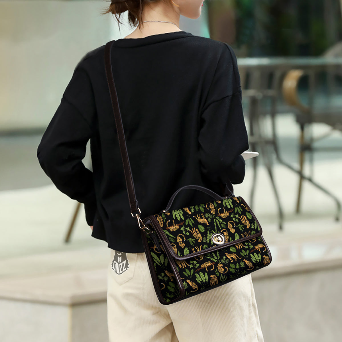 Jaguar Tropical Print Pattern Women's Satchel Bag-grizzshop