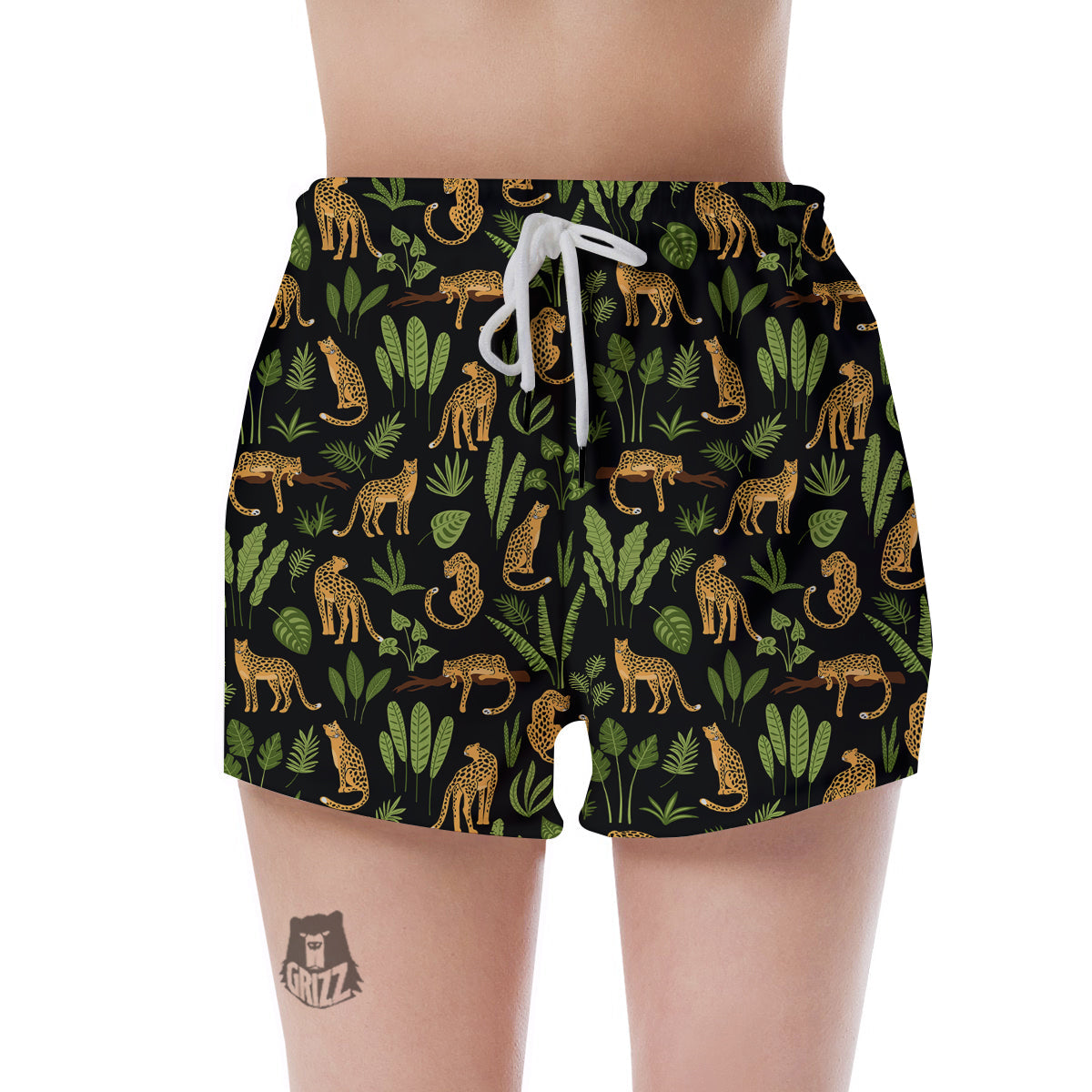 Jaguar Tropical Print Pattern Women's Shorts-grizzshop
