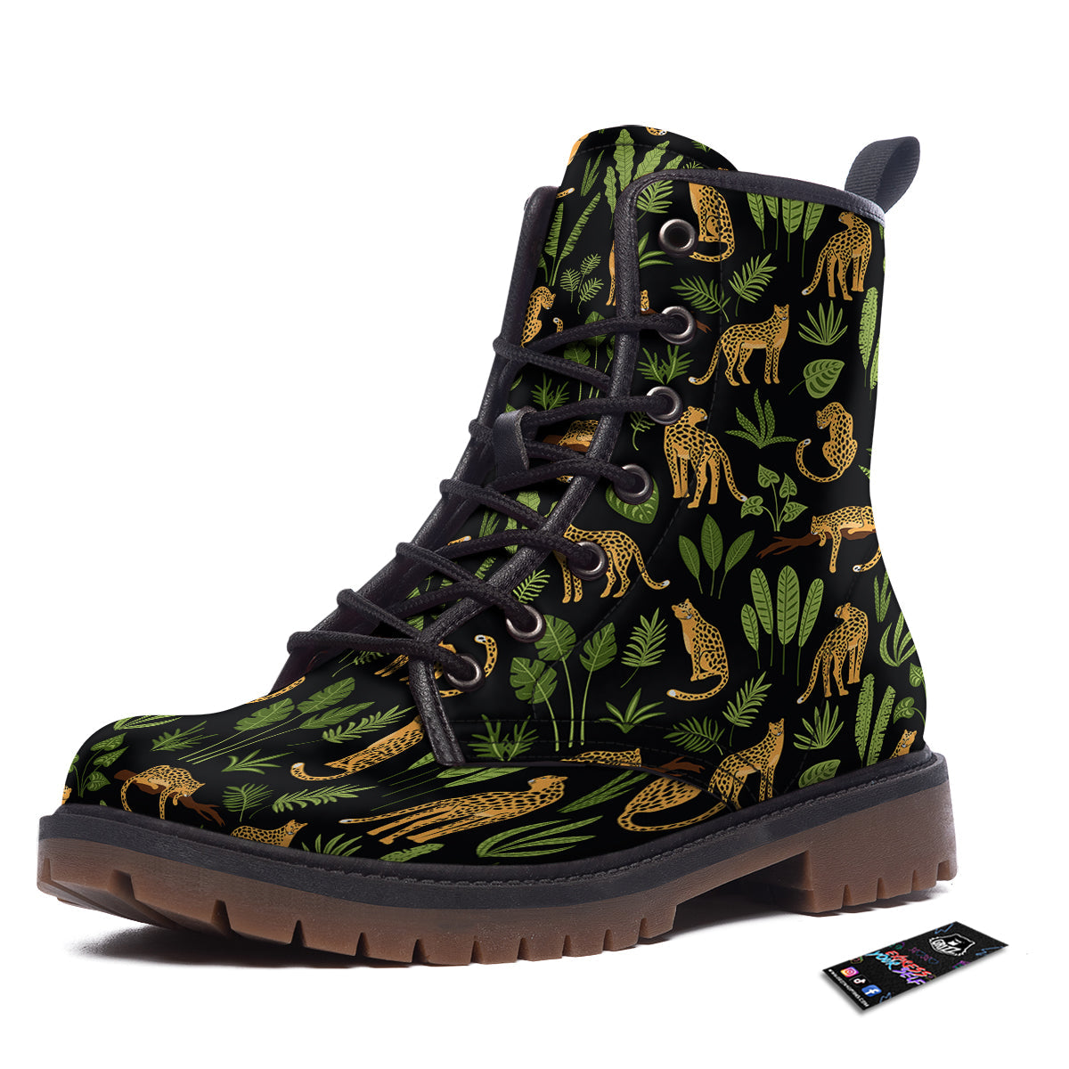 Jaguar Tropical Print Pattern Work Boots-grizzshop