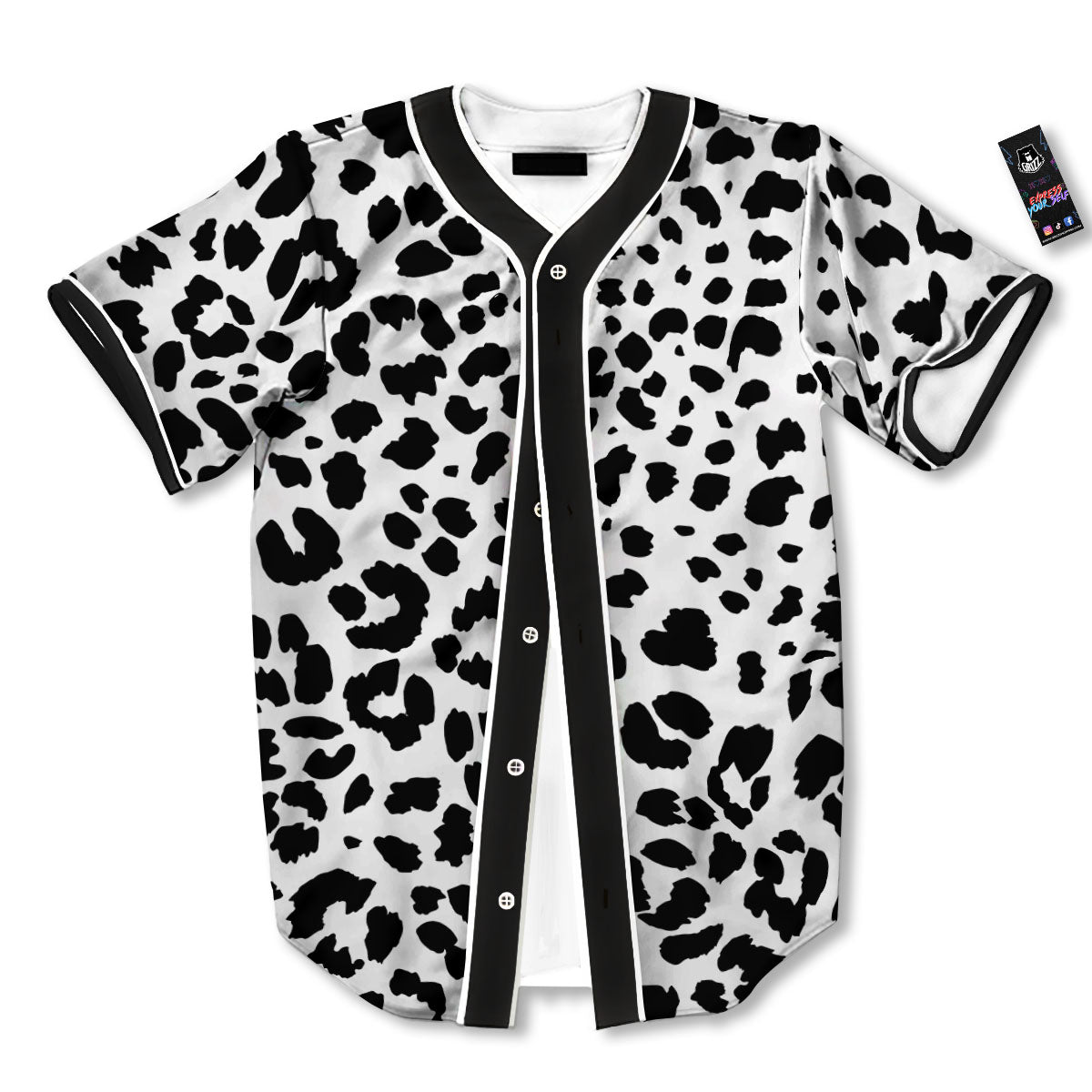 Jaguar White And Black Print Pattern Baseball Jersey-grizzshop