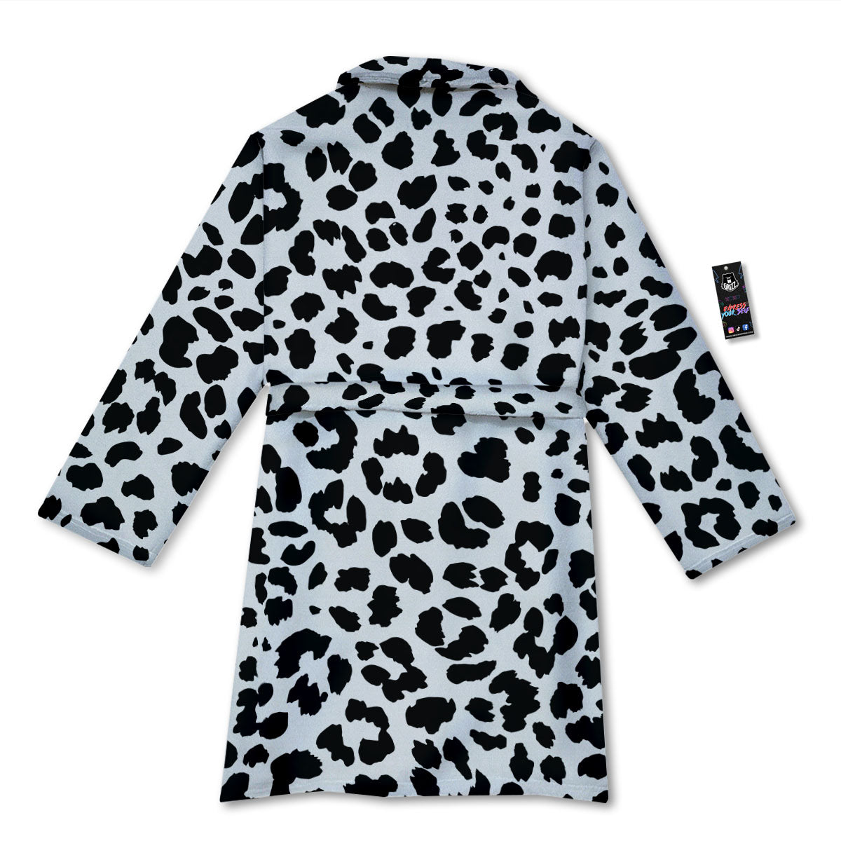 Jaguar White And Black Print Pattern Bathrobe-grizzshop