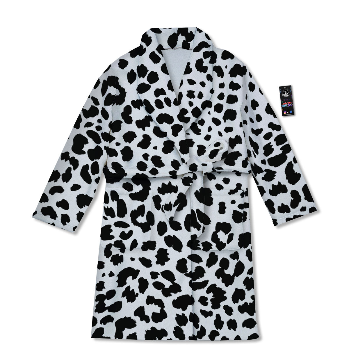 Jaguar White And Black Print Pattern Bathrobe-grizzshop