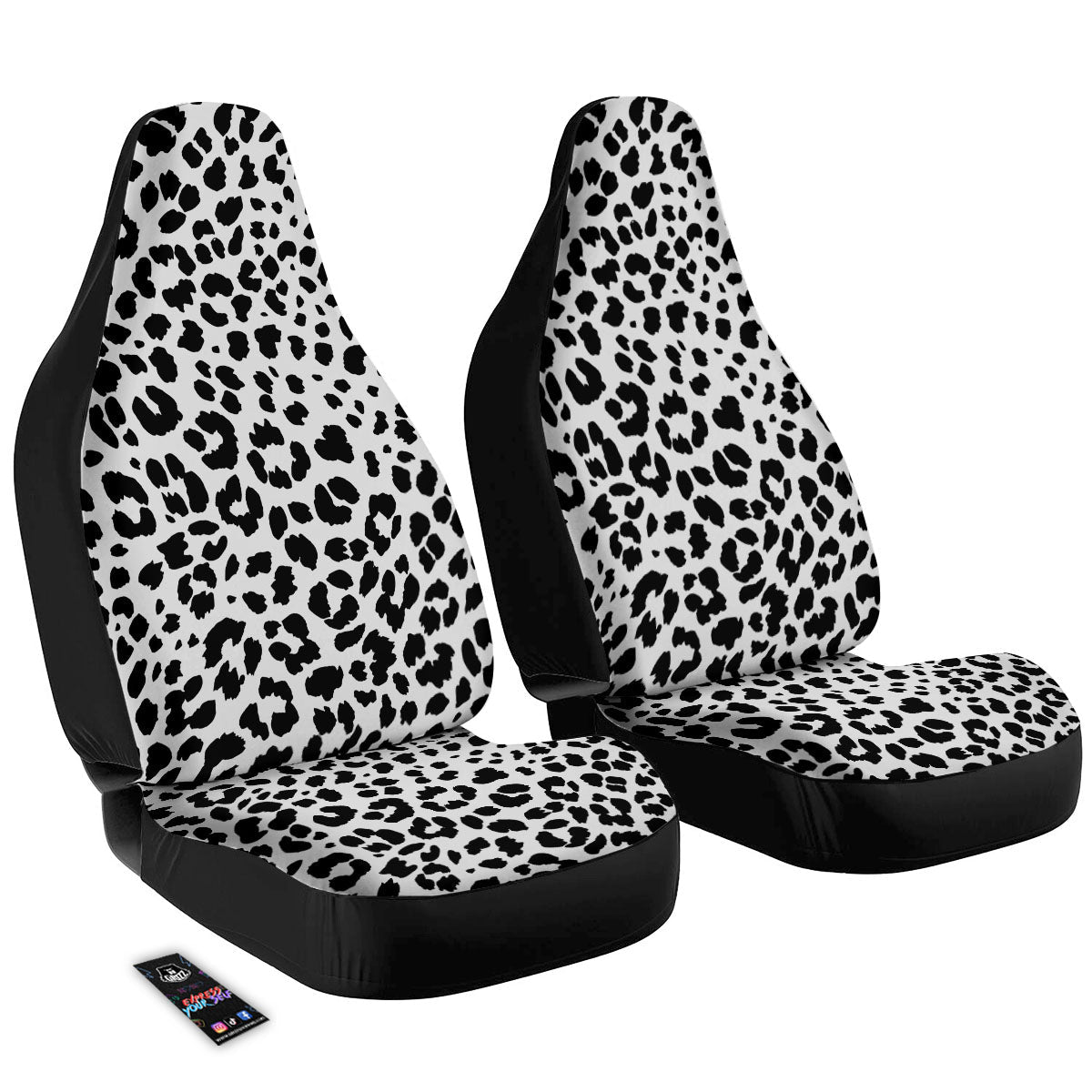 Jaguar White And Black Print Pattern Car Seat Covers-grizzshop