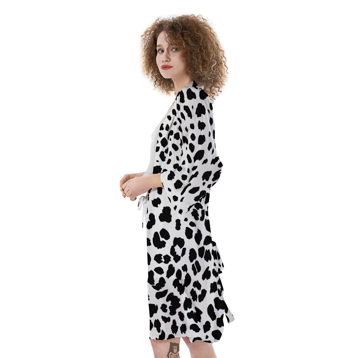 Jaguar White And Black Print Pattern Kimono-grizzshop