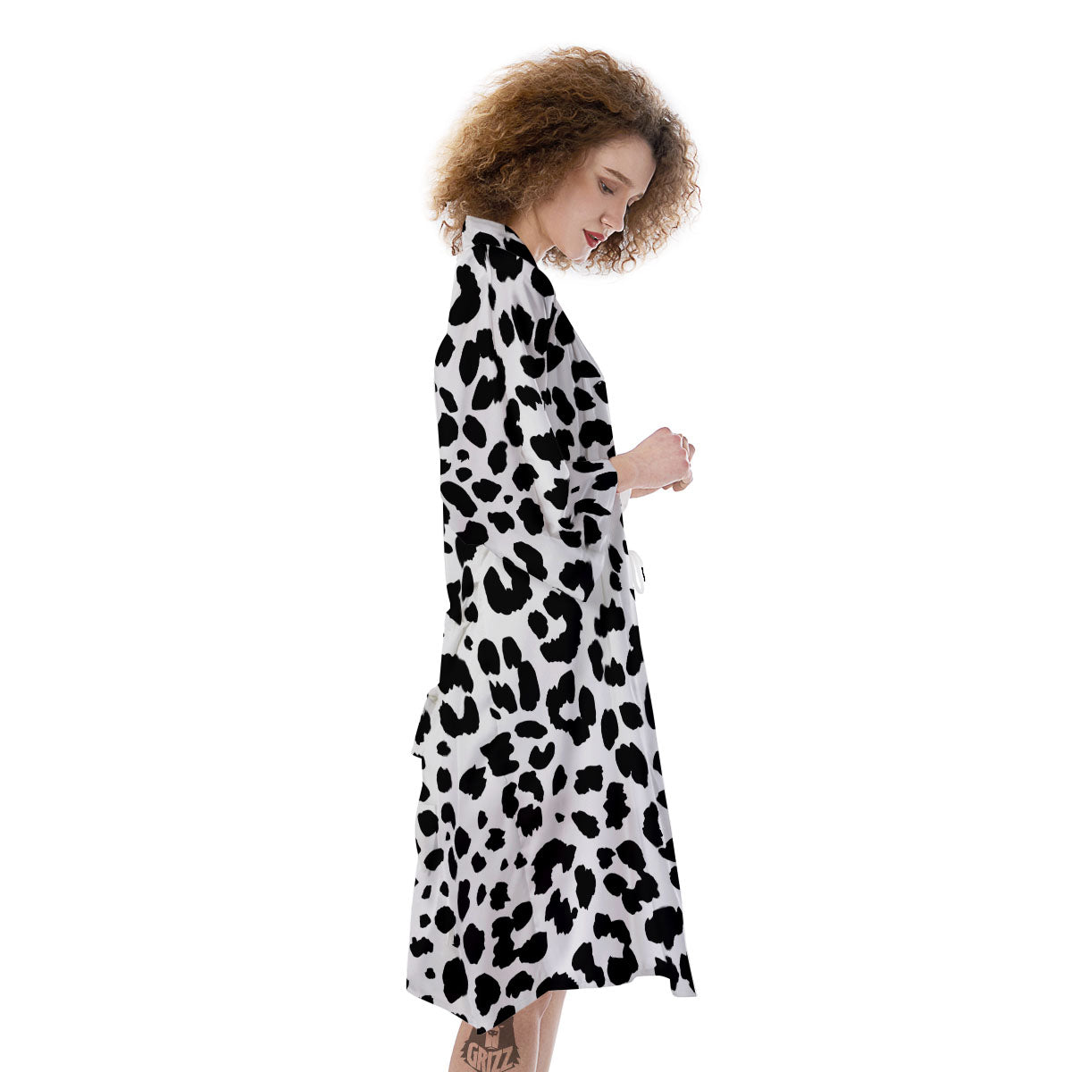 Jaguar White And Black Print Pattern Kimono-grizzshop
