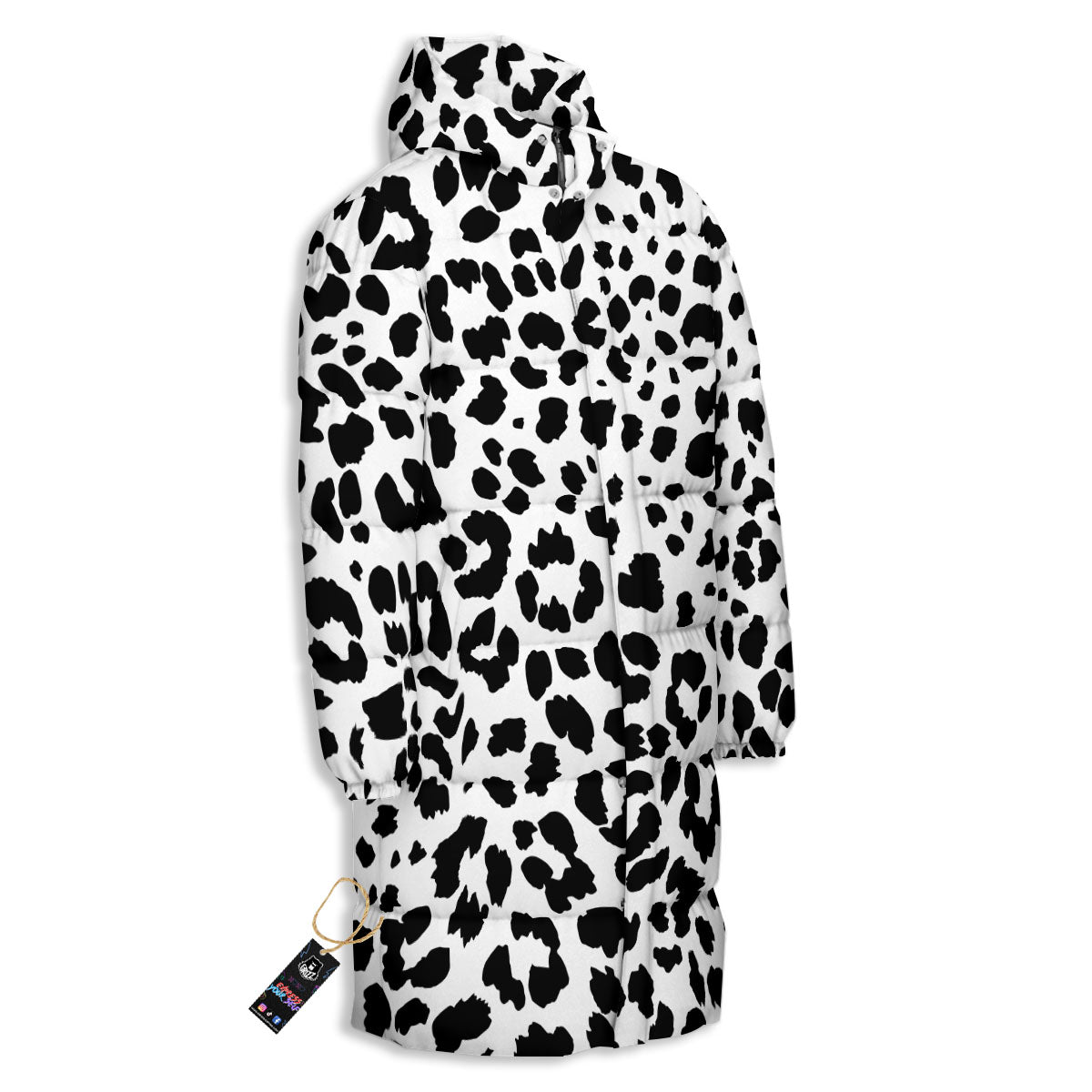 Jaguar White And Black Print Pattern Long Down Jacket-grizzshop