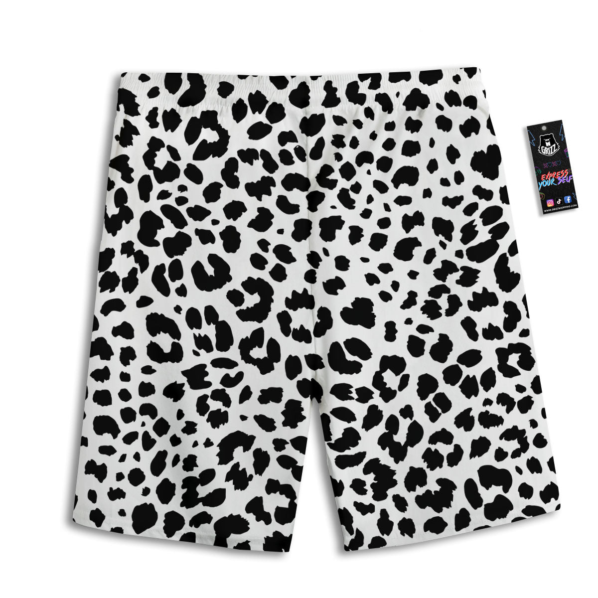 Jaguar White And Black Print Pattern Men's Athletic Shorts