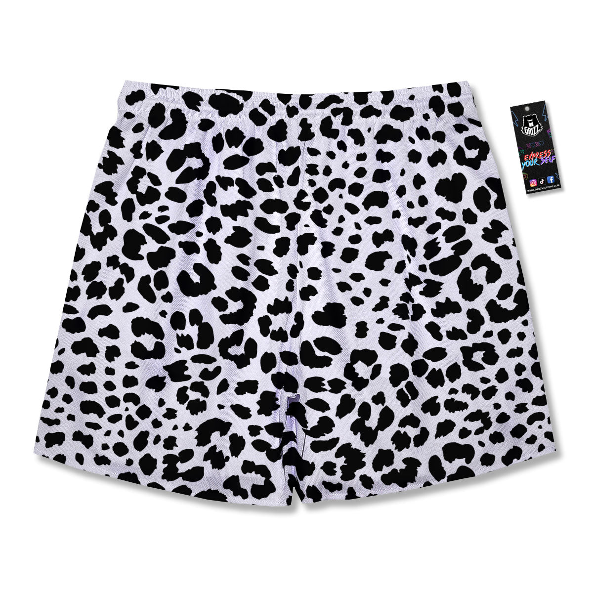 Jaguar White And Black Print Pattern Men's Running Shorts-grizzshop