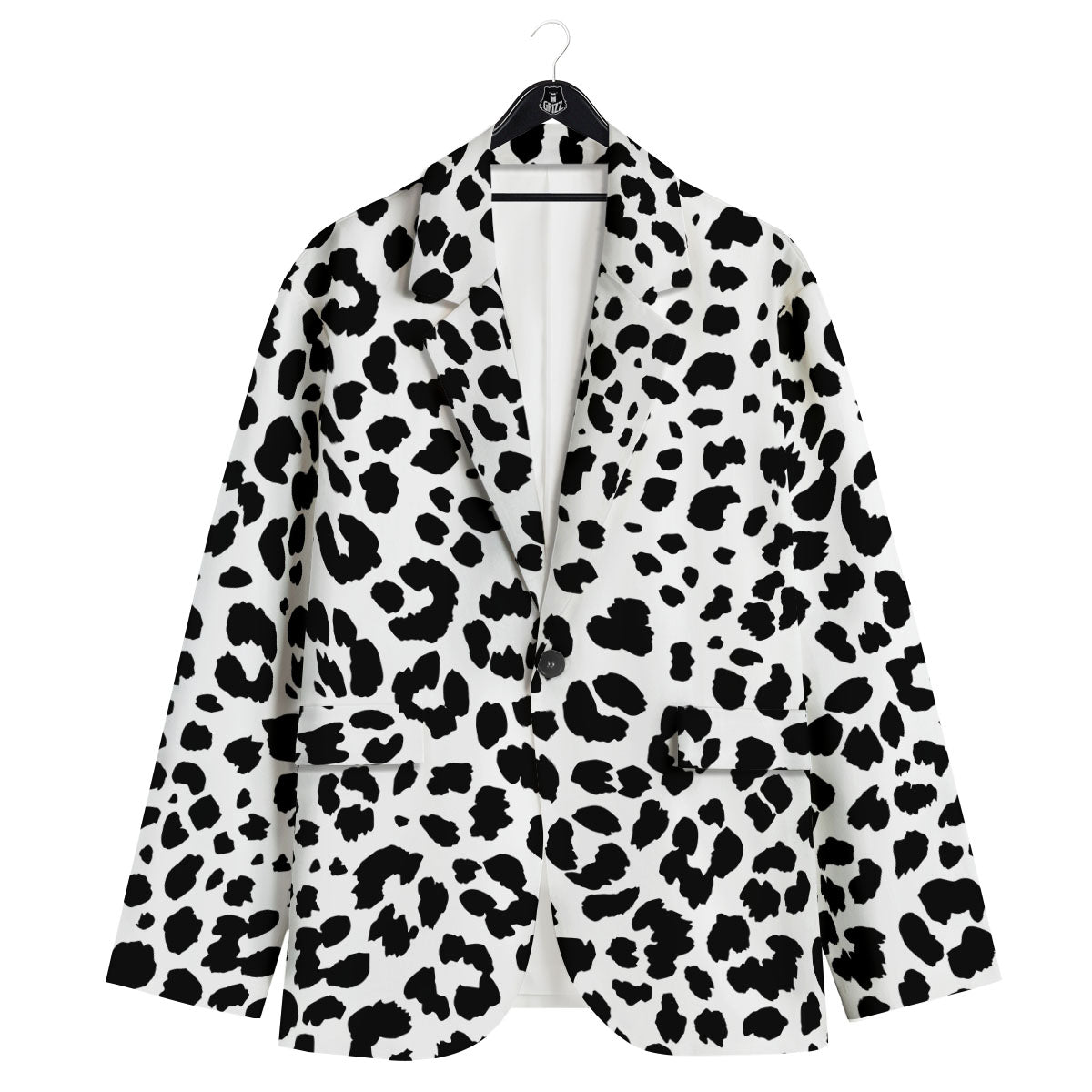 Jaguar White And Black Print Pattern Men's Sport Coat-grizzshop