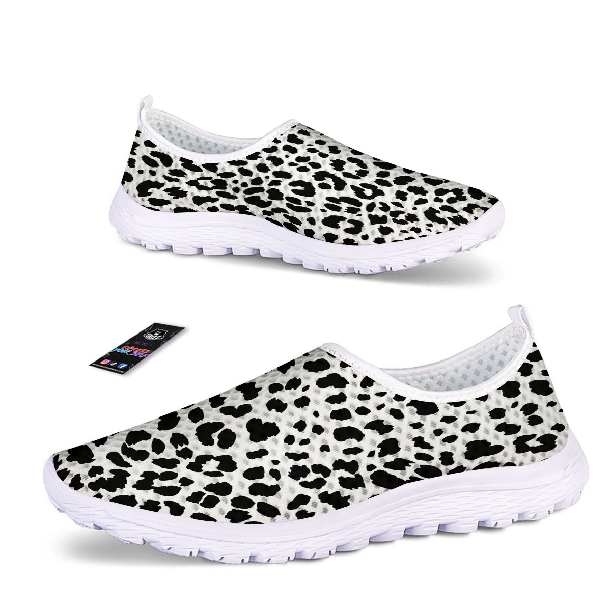 Jaguar White And Black Print Pattern Nurse Shoes-grizzshop