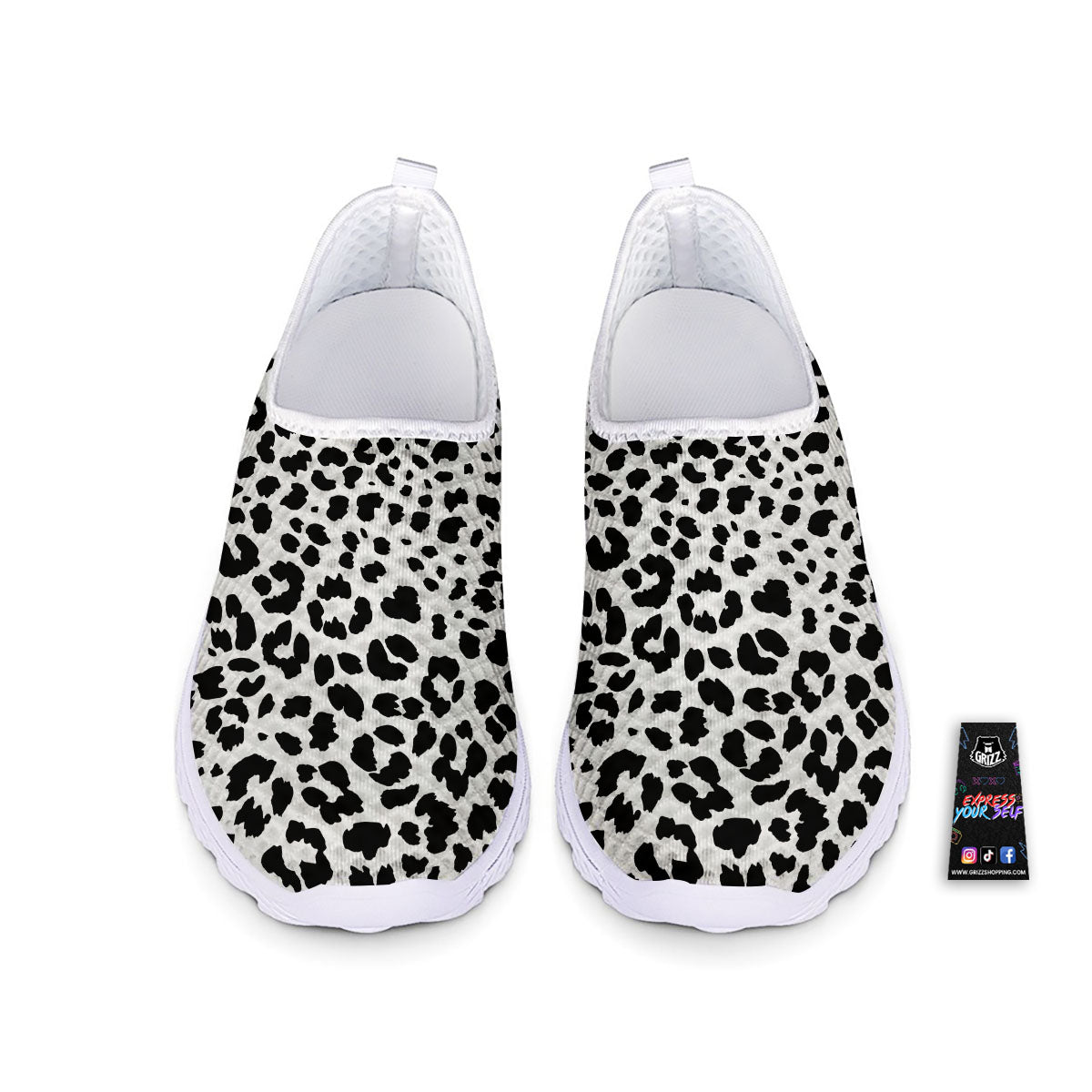 Jaguar White And Black Print Pattern Nurse Shoes-grizzshop