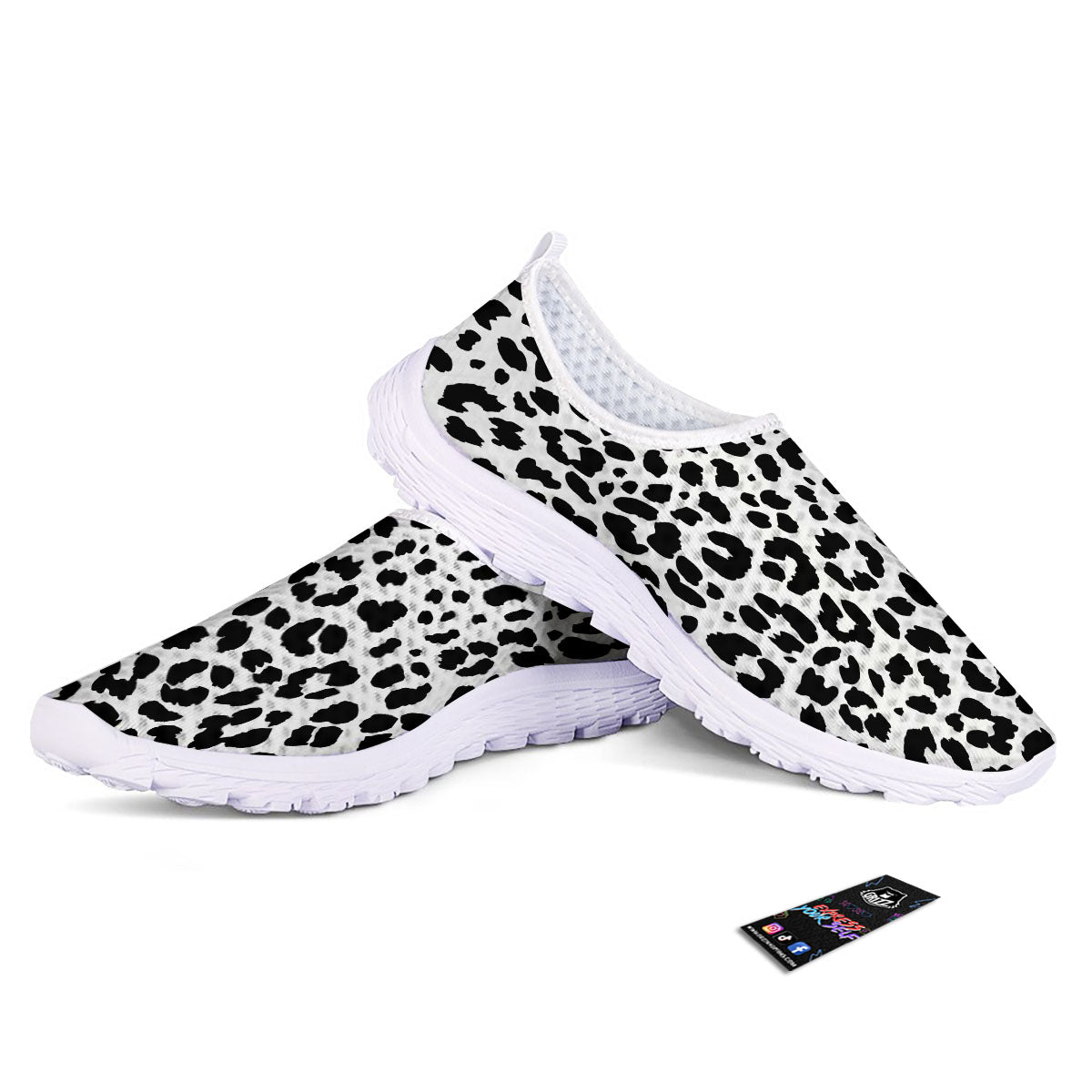 Jaguar White And Black Print Pattern Nurse Shoes-grizzshop