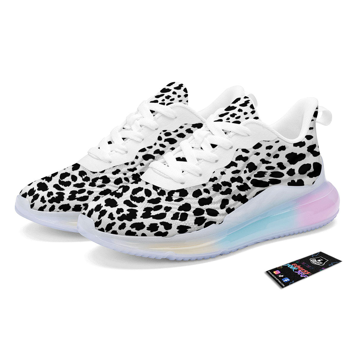 Jaguar White And Black Print Pattern Running Sneakers-grizzshop