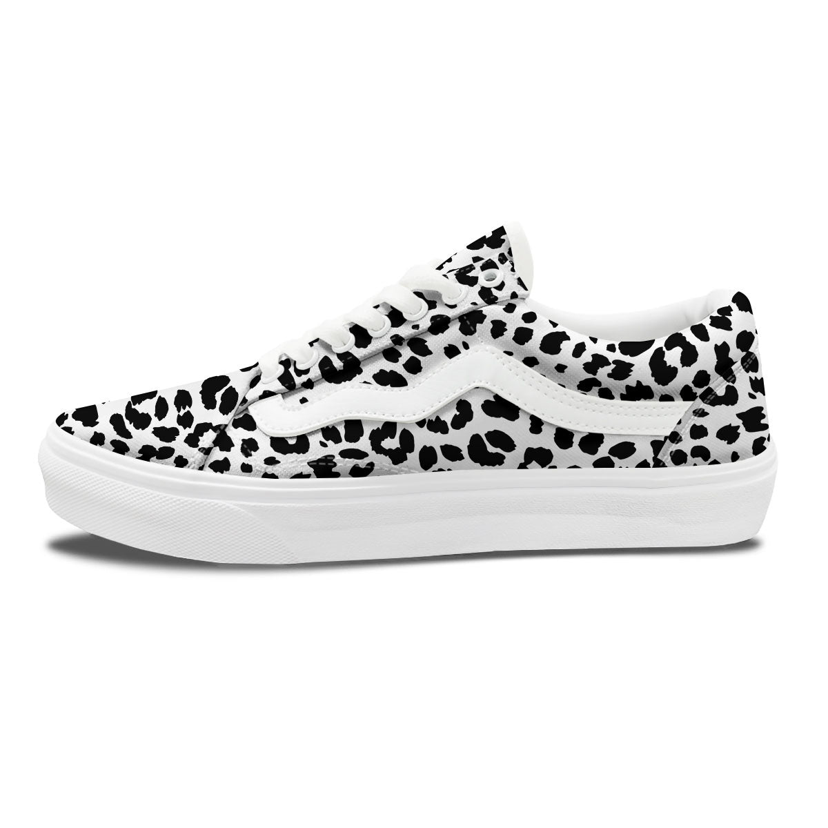 Jaguar White And Black Print Pattern Skate Shoes-grizzshop