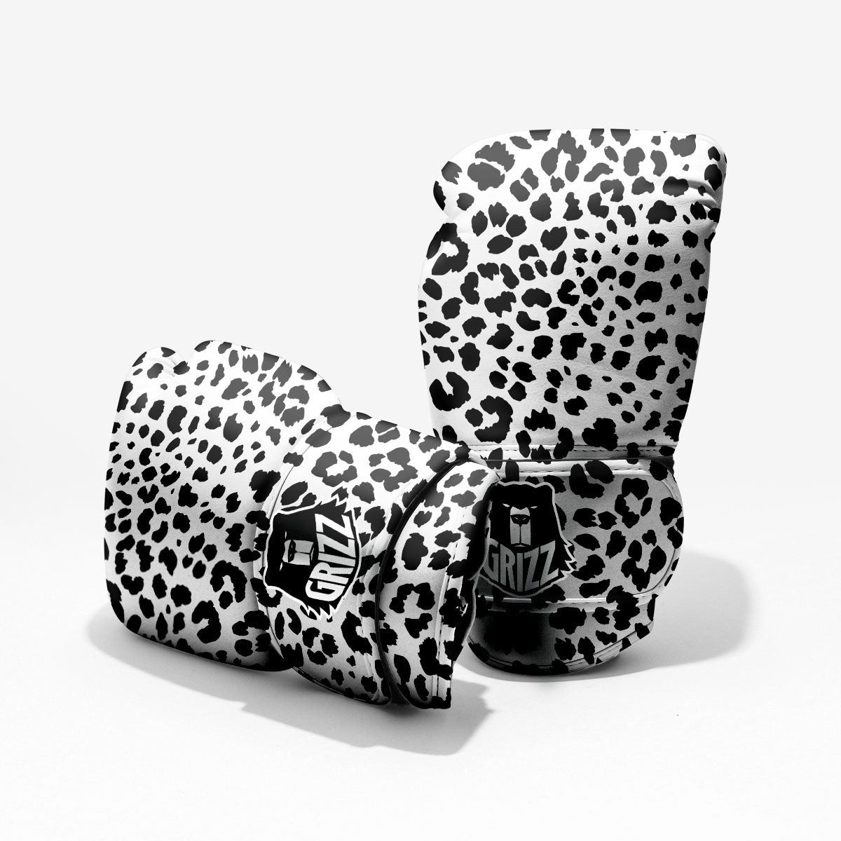 Jaguar White And Black Print Pattern Pro Boxing Glove