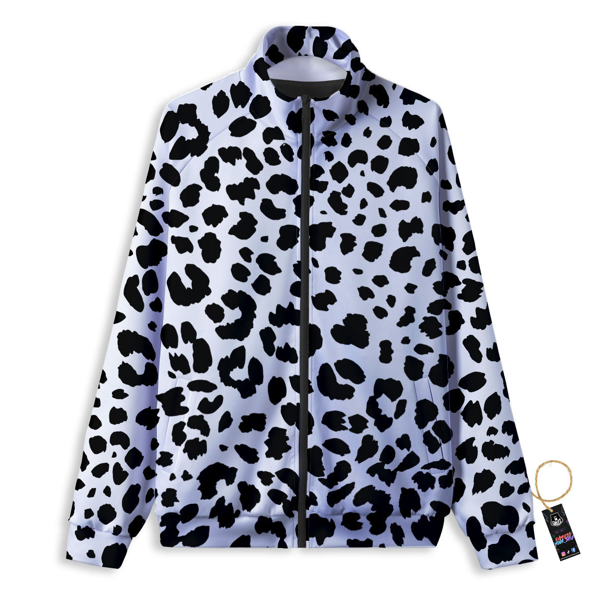 Jaguar White And Black Print Pattern Track Jacket-grizzshop