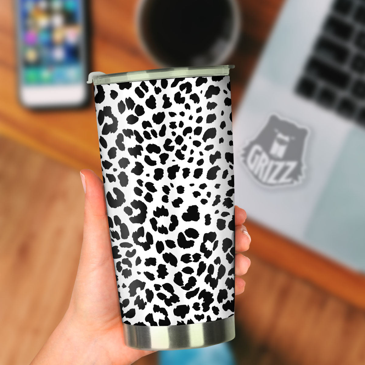Jaguar White And Black Print Pattern Tumbler-grizzshop