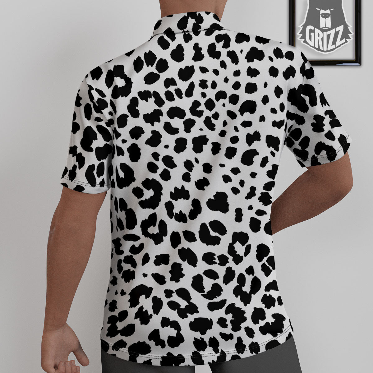 Jaguar White And Black Print Pattern Untucked Shirts-grizzshop