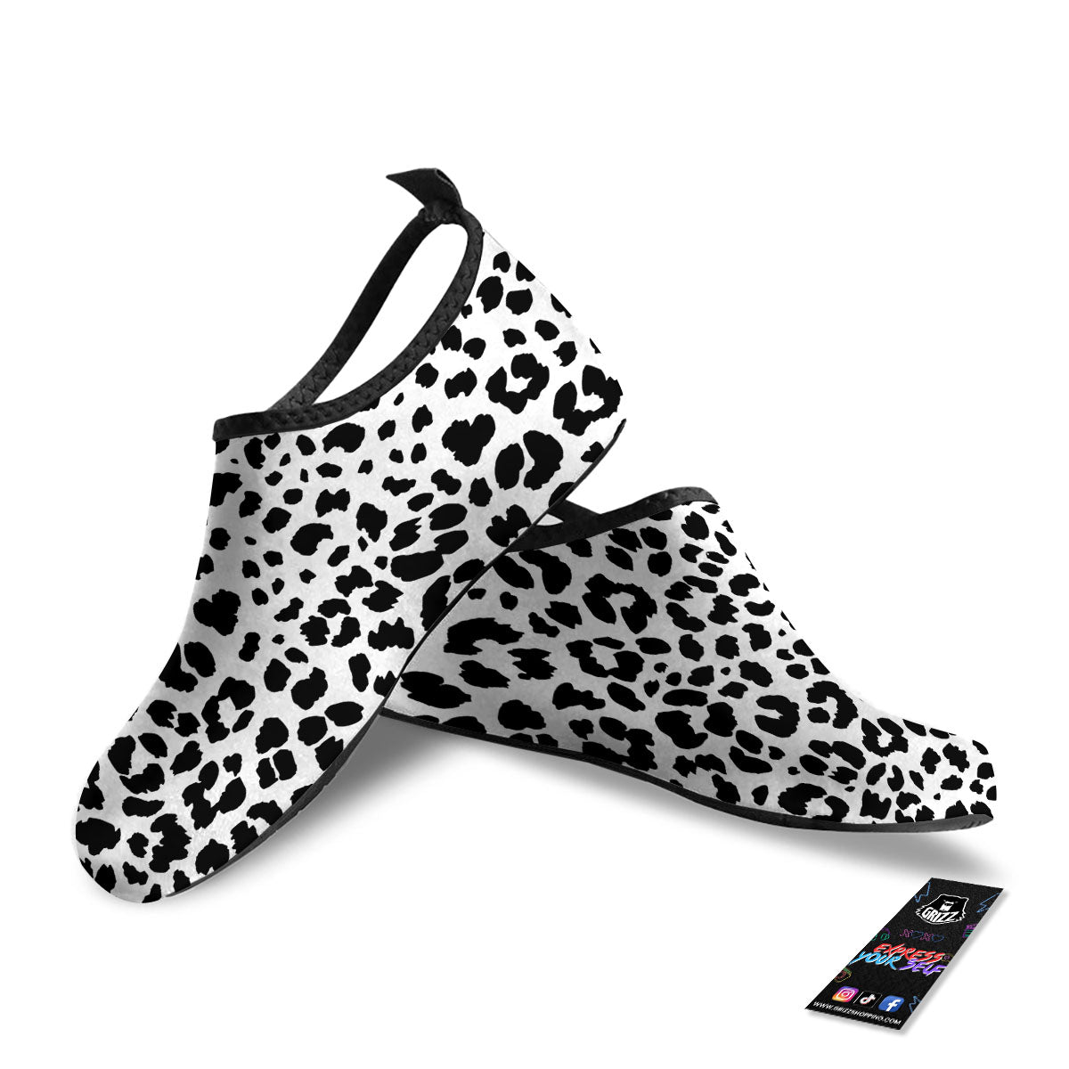 Jaguar White And Black Print Pattern Water Shoes-grizzshop