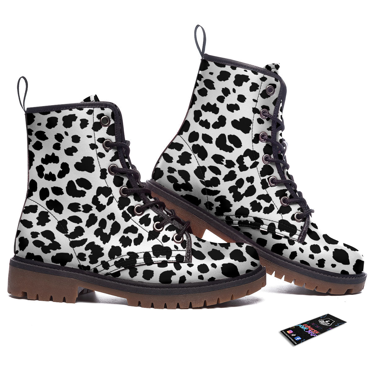 Jaguar White And Black Print Pattern Work Boots-grizzshop