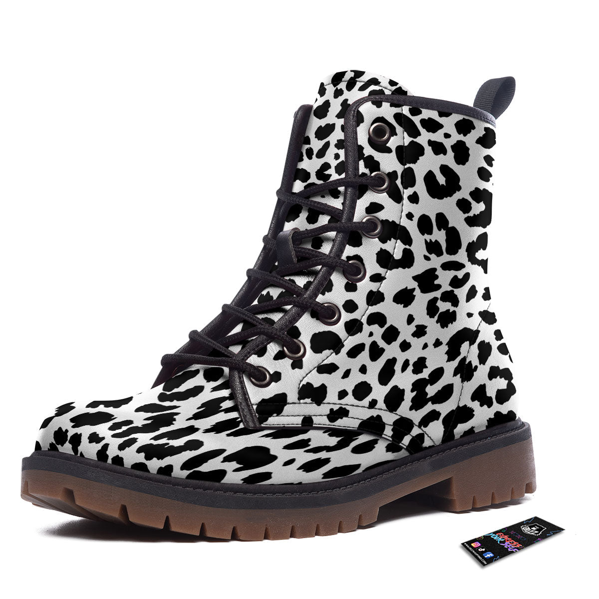 Jaguar White And Black Print Pattern Work Boots-grizzshop