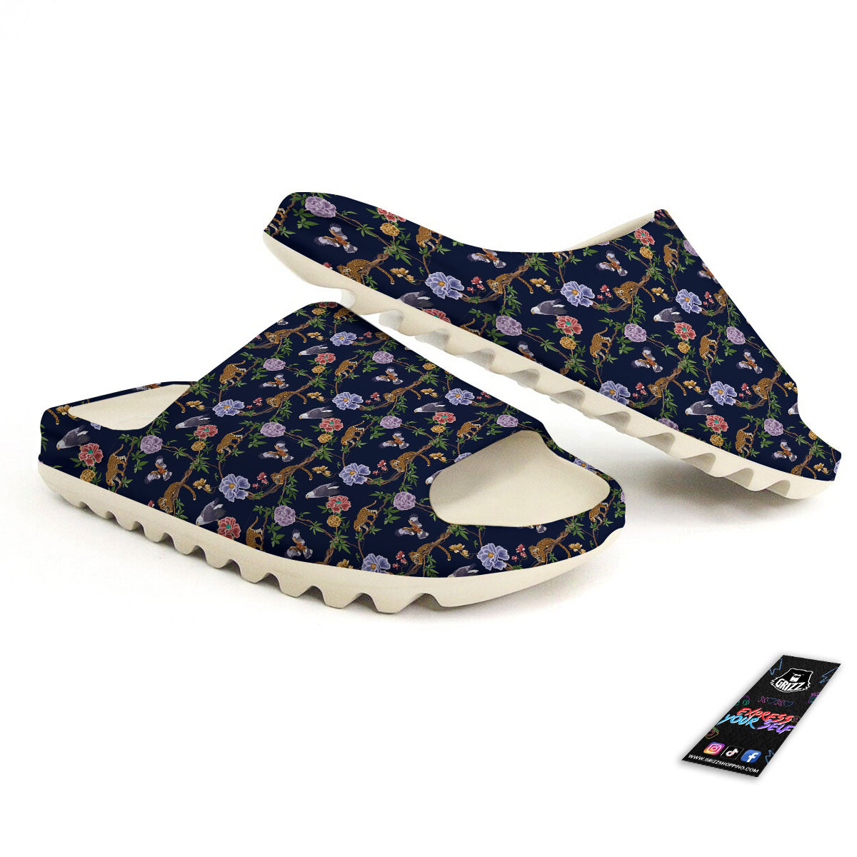 Jaguar And Eagle Print Pattern Sandals-grizzshop