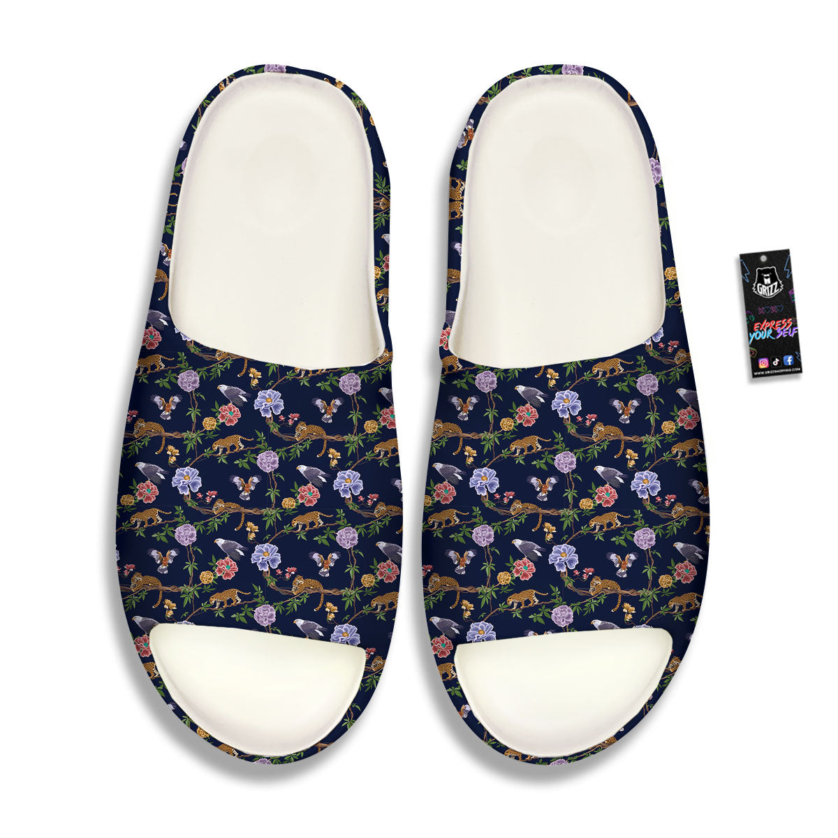 Jaguar And Eagle Print Pattern Sandals-grizzshop