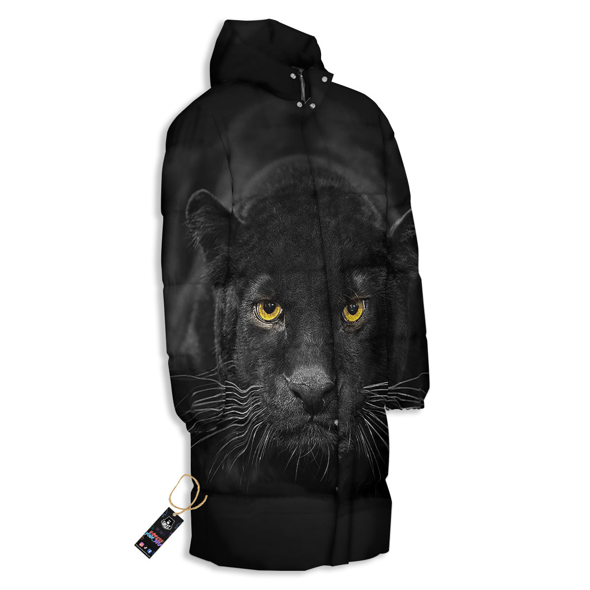 Jaguar Black Print Long Down Jacket