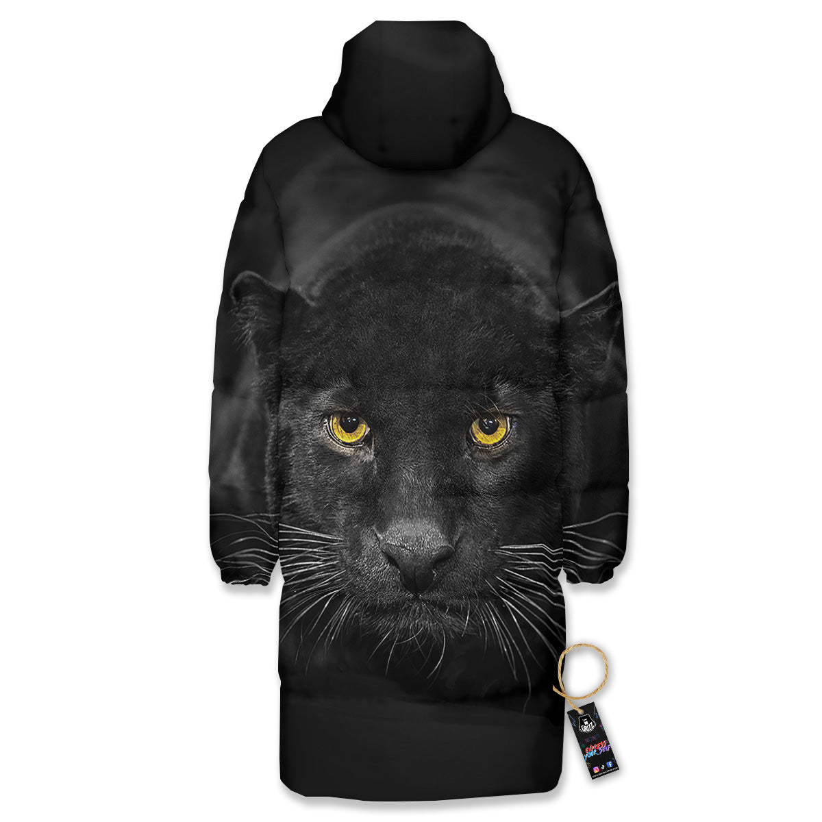Jaguar Black Print Long Down Jacket