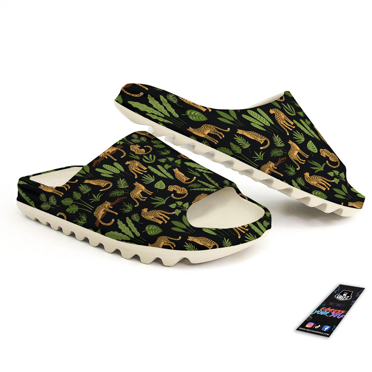 Jaguar Tropical Print Pattern Sandals-grizzshop
