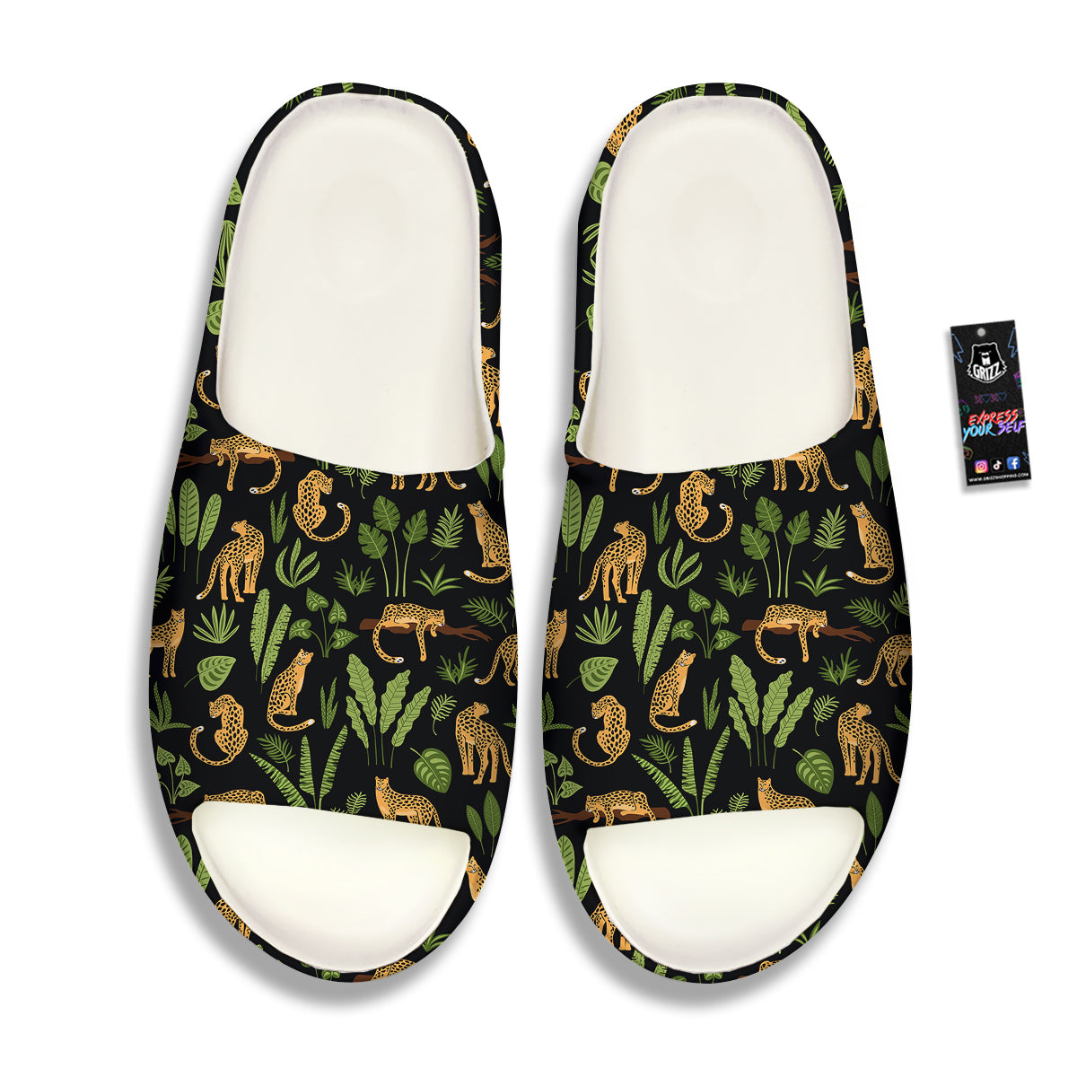 Jaguar Tropical Print Pattern Sandals-grizzshop