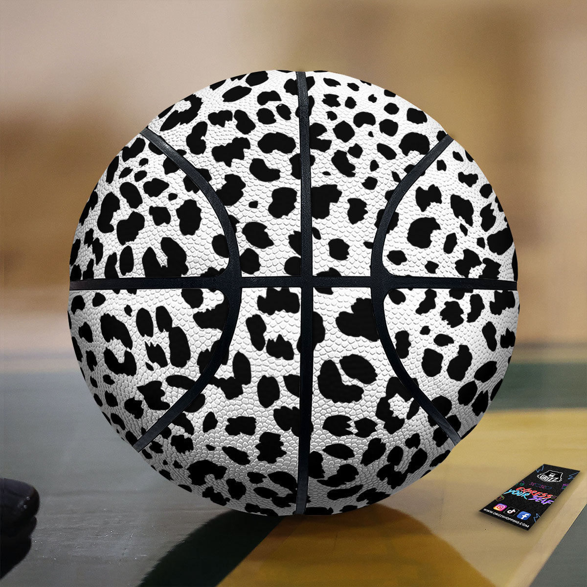 Jaguar White And Black Print Pattern Basketball