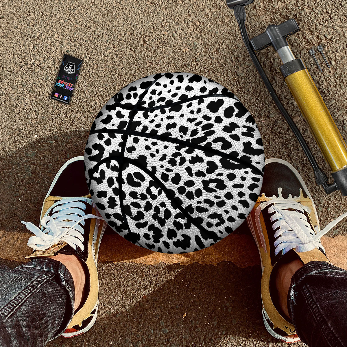 Jaguar White And Black Print Pattern Basketball