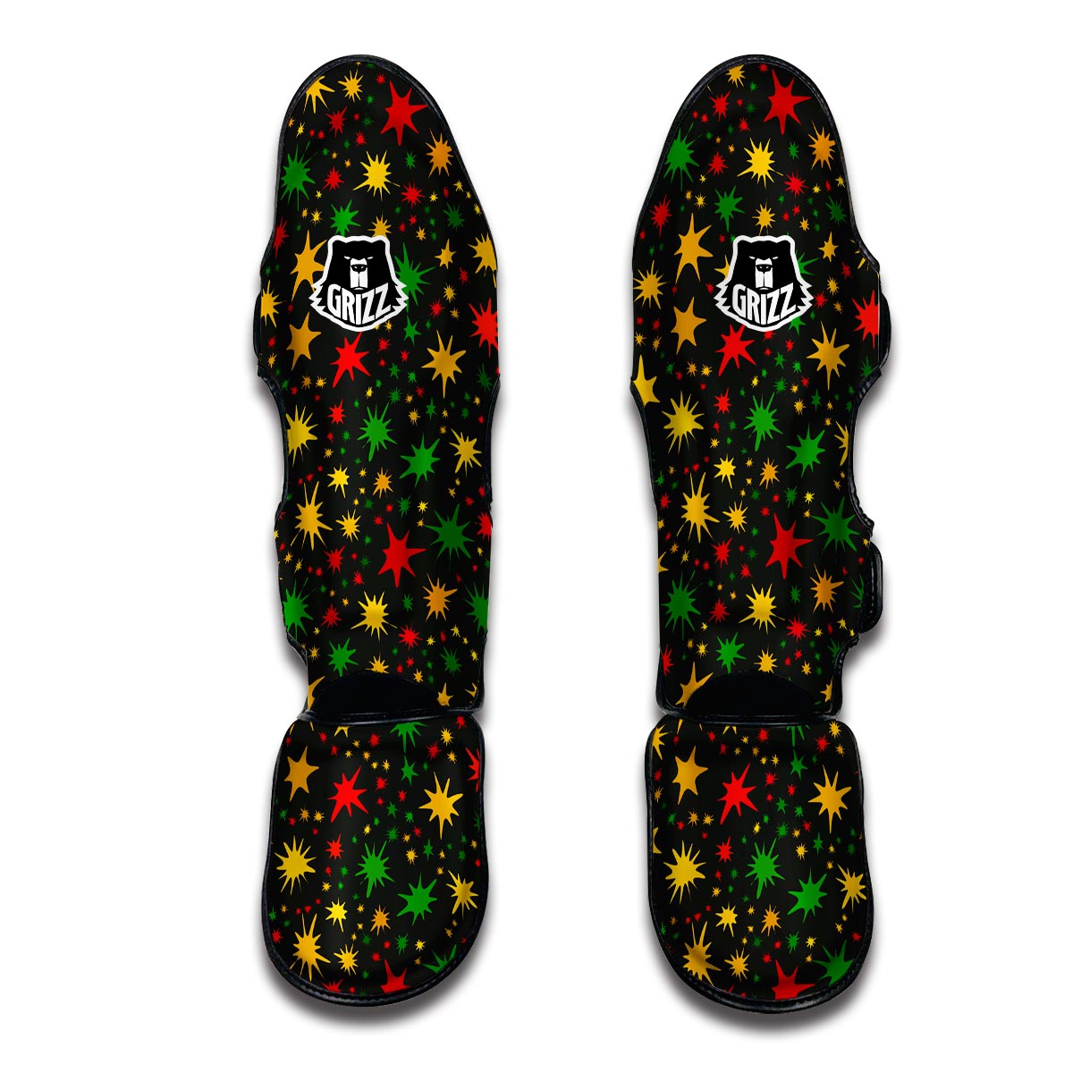 Jamaican Color Pattern Print Muay Thai Shin Guards-grizzshop