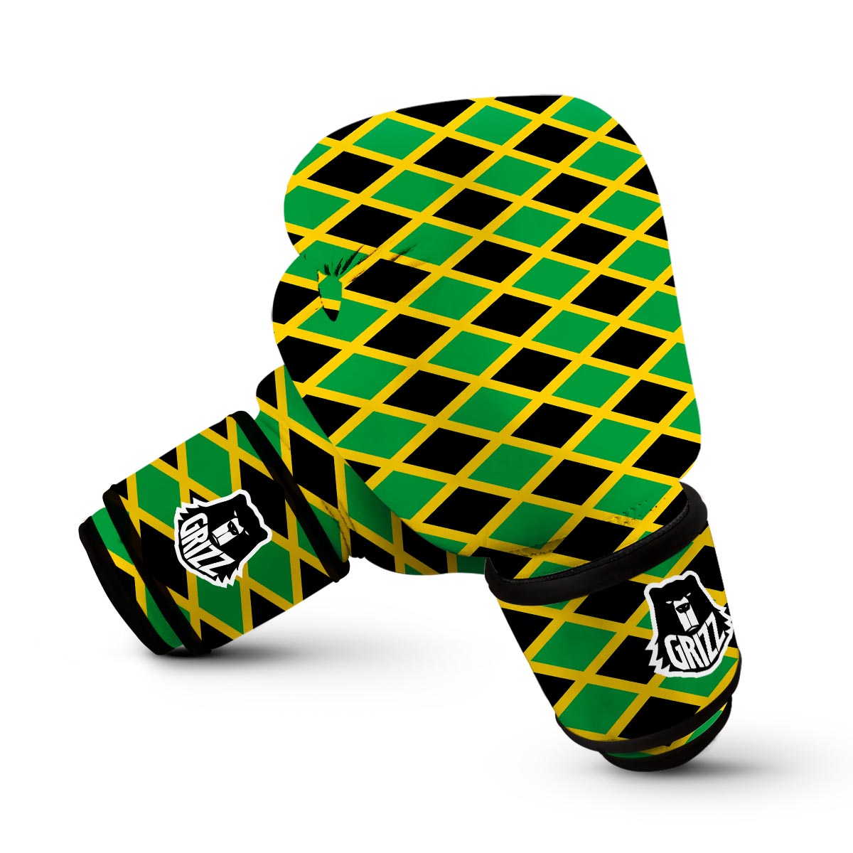 Jamaican Flag Pattern Print Boxing Gloves-grizzshop