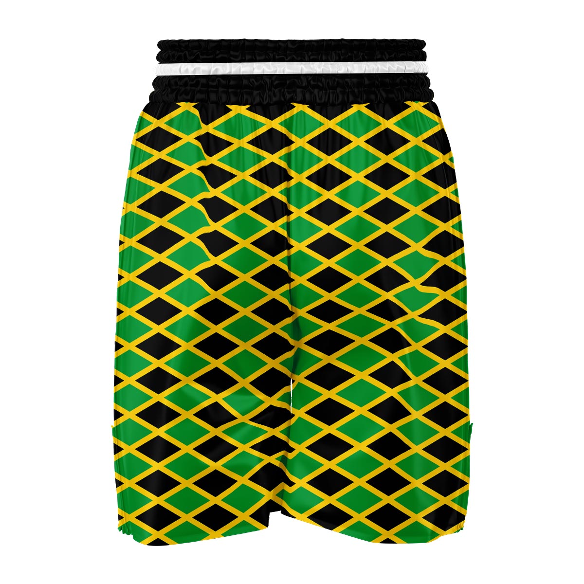 Jamaican Flag Pattern Print Boxing Shorts-grizzshop