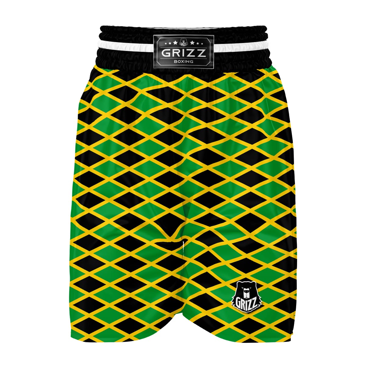 Jamaican Flag Pattern Print Boxing Shorts-grizzshop