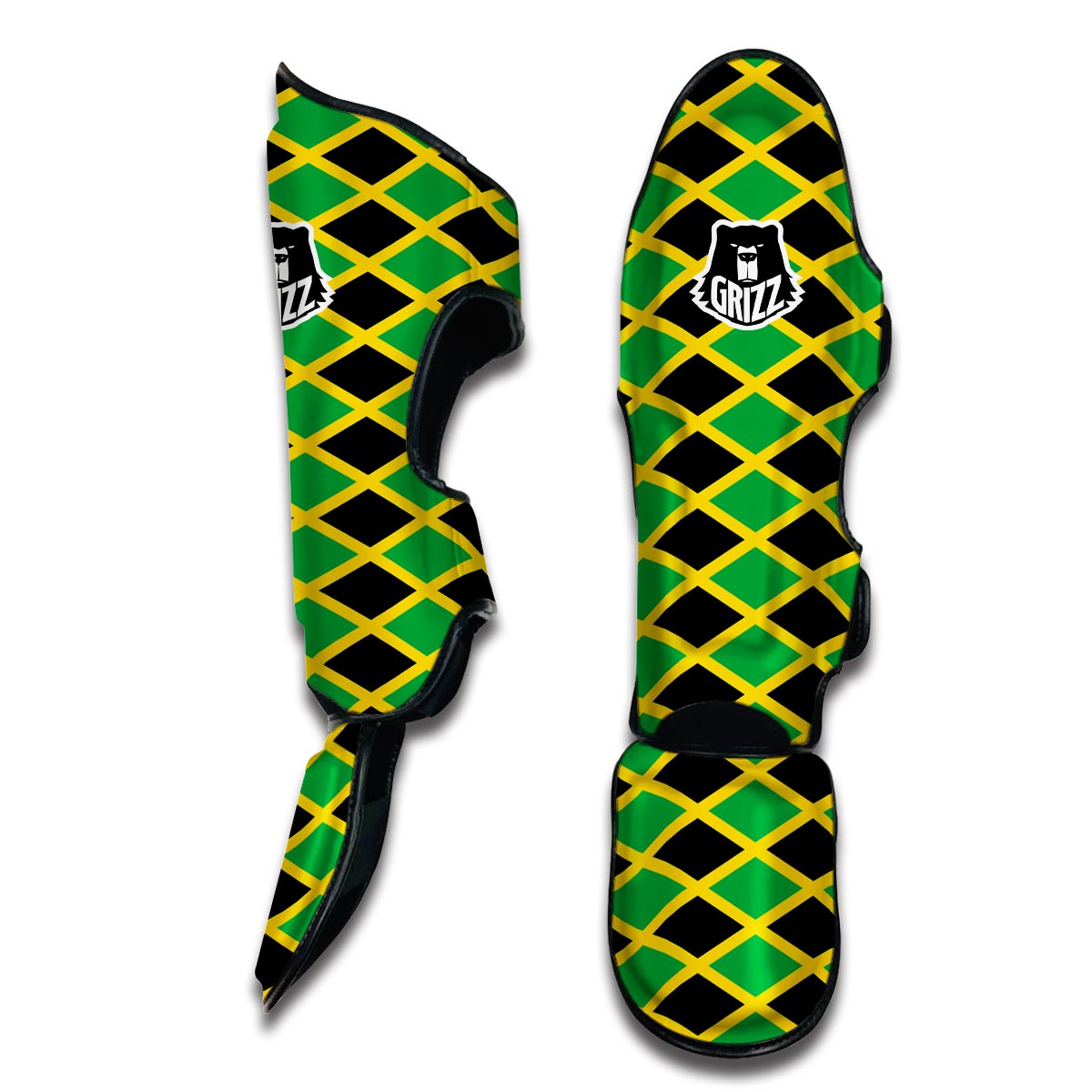 Jamaican Flag Pattern Print Muay Thai Shin Guards-grizzshop