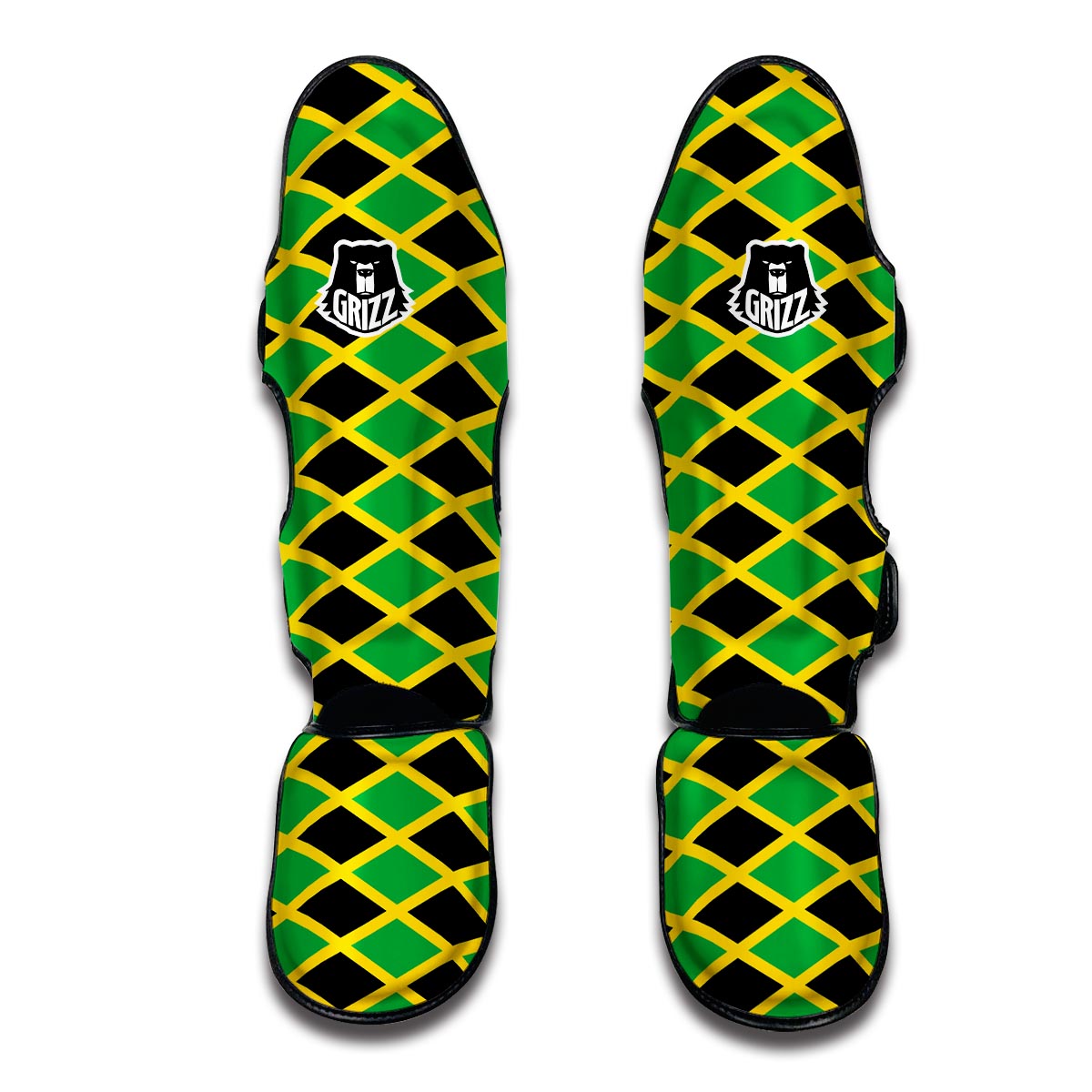 Jamaican Flag Pattern Print Muay Thai Shin Guards-grizzshop