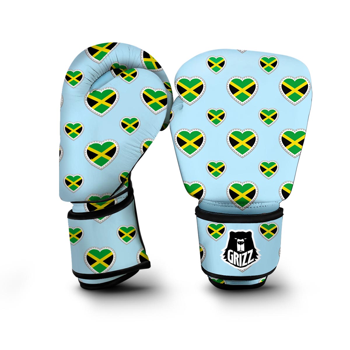 Jamaican Heart Pattern Print Boxing Gloves-grizzshop