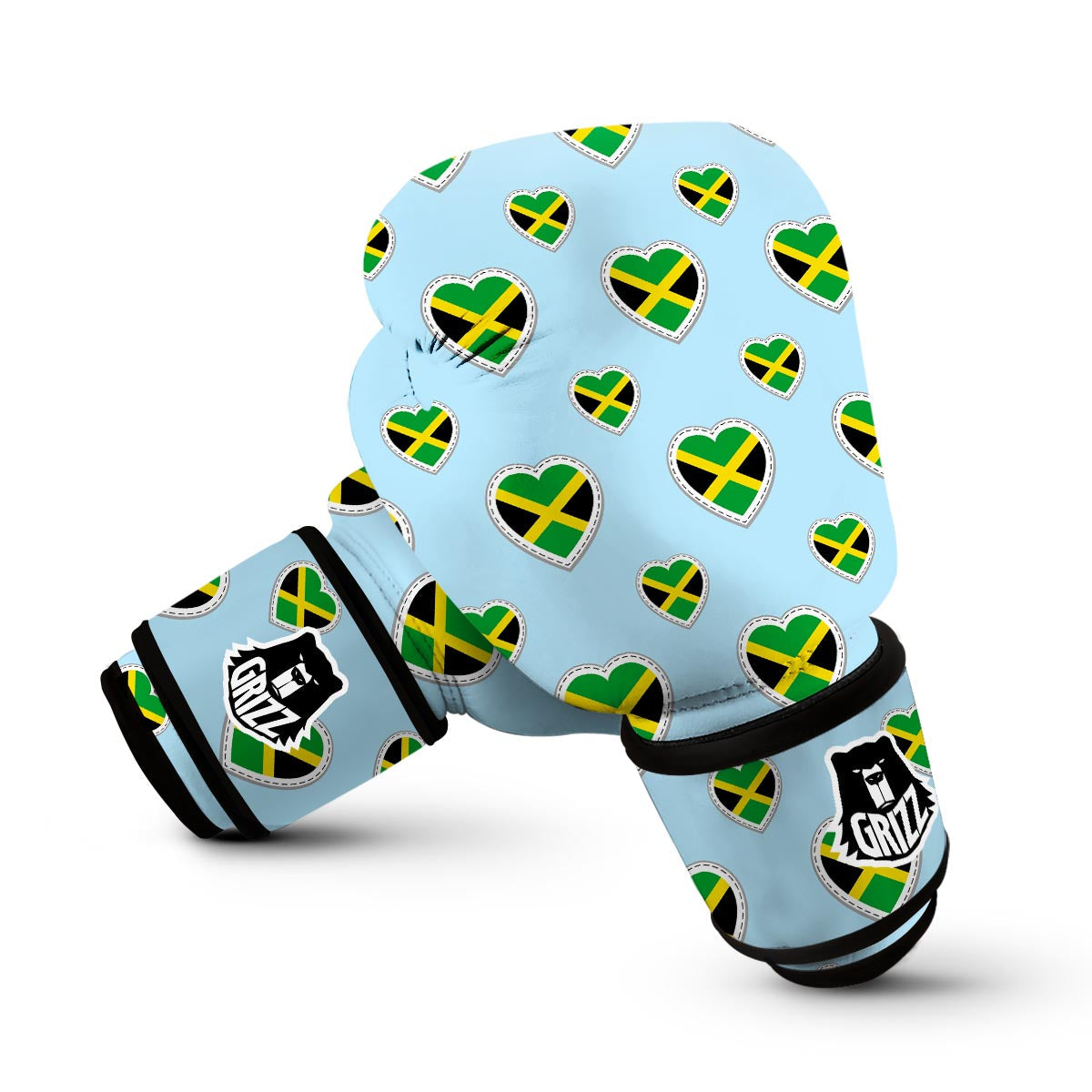 Jamaican Heart Pattern Print Boxing Gloves-grizzshop