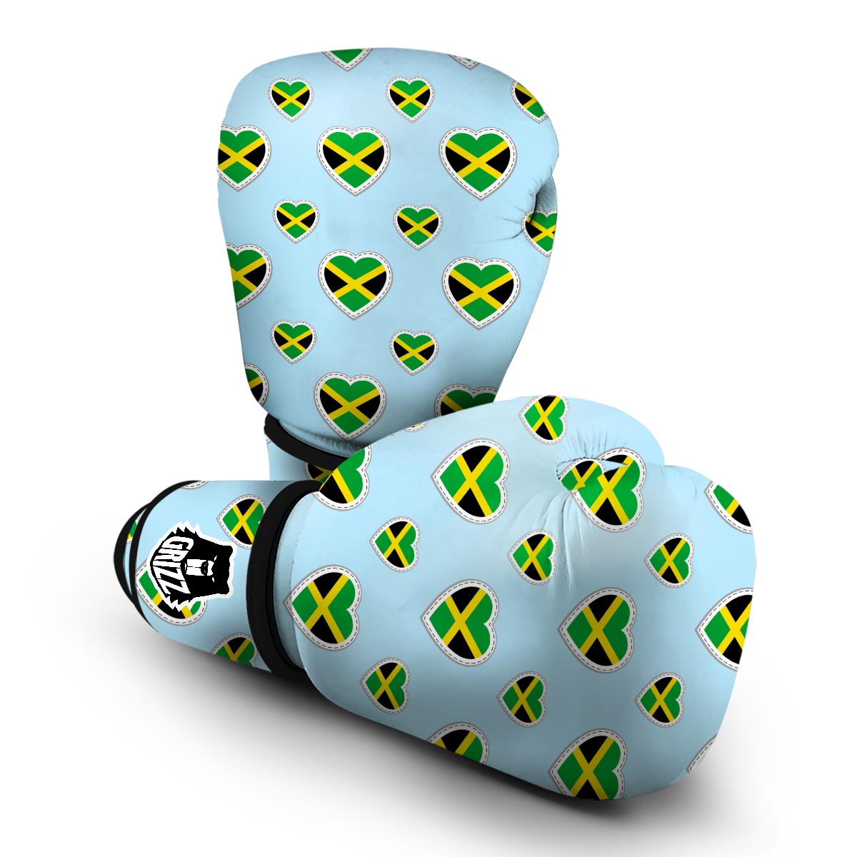 Jamaican Heart Pattern Print Boxing Gloves-grizzshop