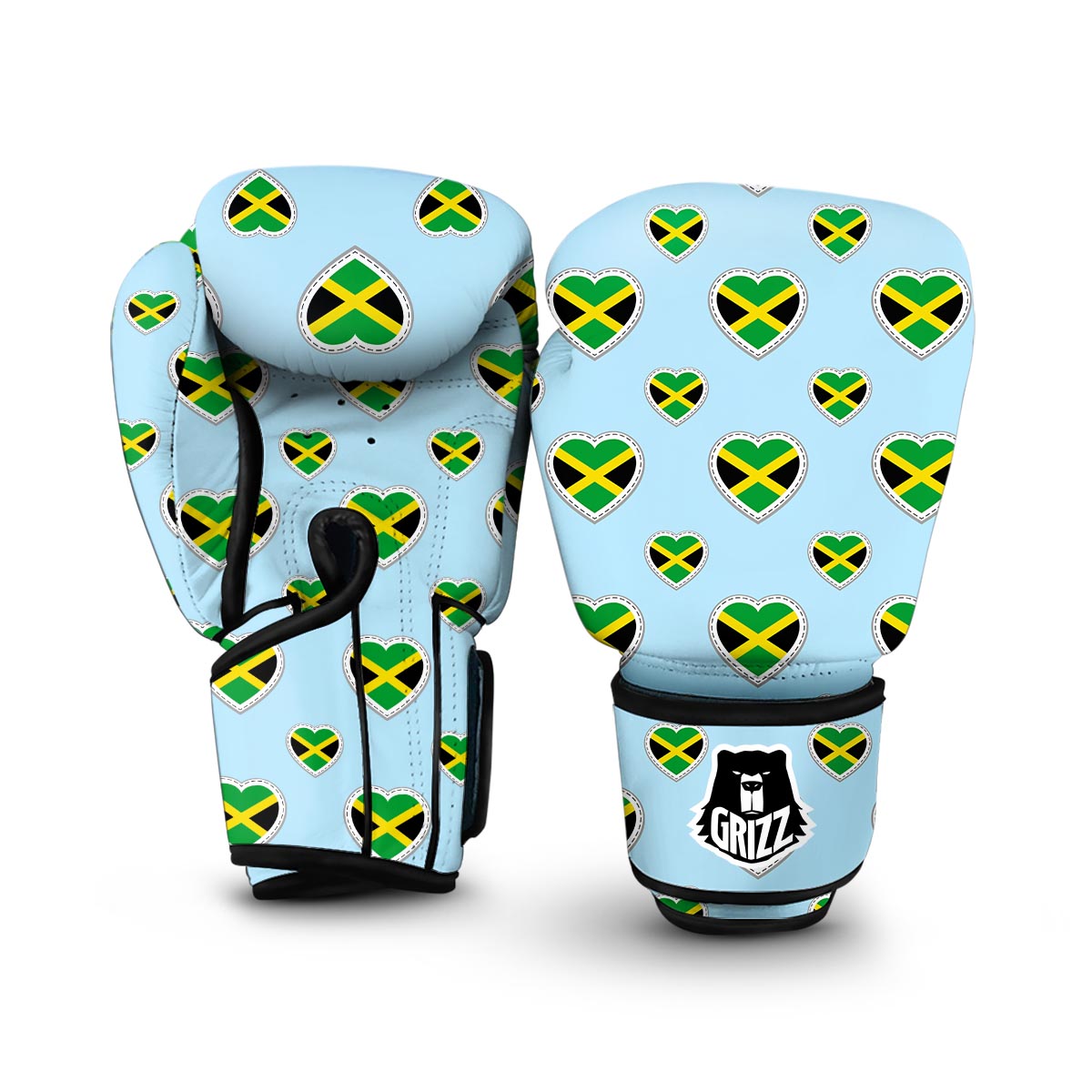 Jamaican Heart Pattern Print Boxing Gloves-grizzshop