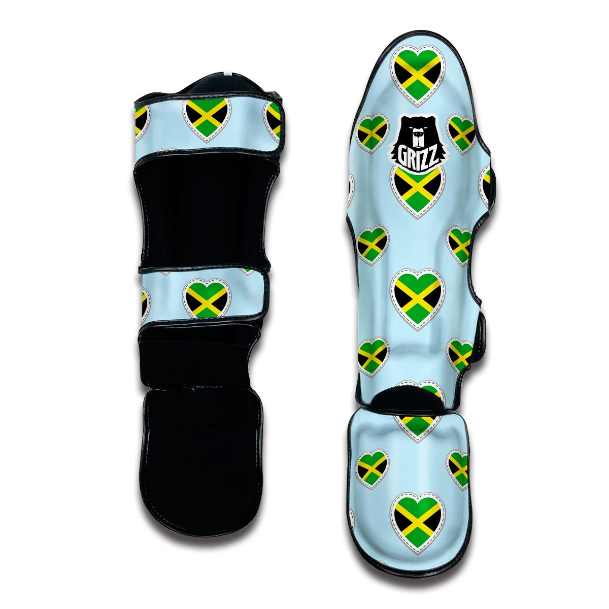 Jamaican Heart Pattern Print Muay Thai Shin Guards-grizzshop